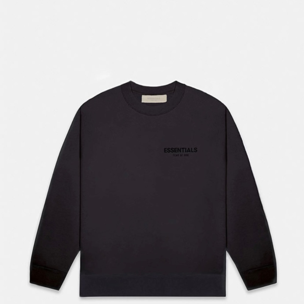 Fear of God Essential Black Crewneck Stretch Limo Sweatshirt